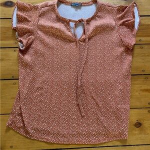 Adrianna Papell Terracotta Blouse with Ivory flowers size small